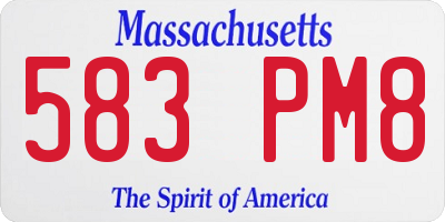 MA license plate 583PM8