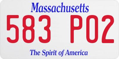 MA license plate 583PO2