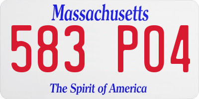 MA license plate 583PO4