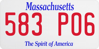 MA license plate 583PO6