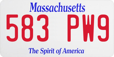 MA license plate 583PW9