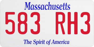MA license plate 583RH3