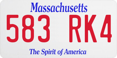MA license plate 583RK4