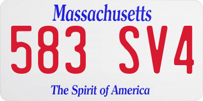 MA license plate 583SV4