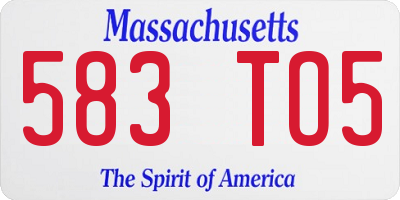 MA license plate 583TO5