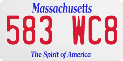 MA license plate 583WC8