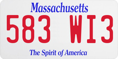 MA license plate 583WI3