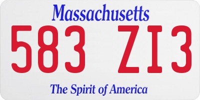 MA license plate 583ZI3