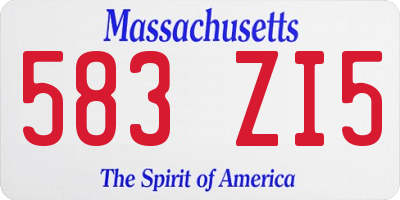 MA license plate 583ZI5