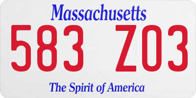 MA license plate 583ZO3