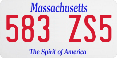 MA license plate 583ZS5