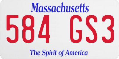 MA license plate 584GS3