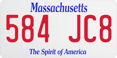 MA license plate 584JC8