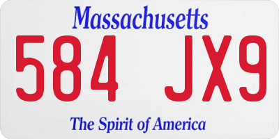 MA license plate 584JX9