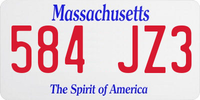 MA license plate 584JZ3