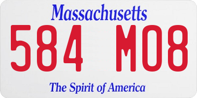 MA license plate 584MO8