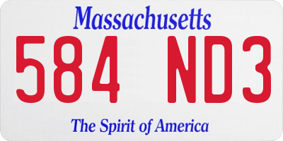 MA license plate 584ND3