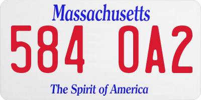 MA license plate 584OA2