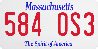 MA license plate 584OS3
