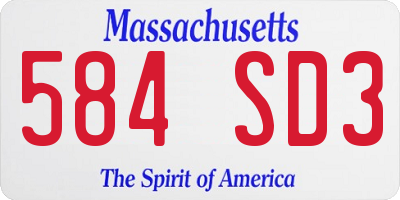 MA license plate 584SD3