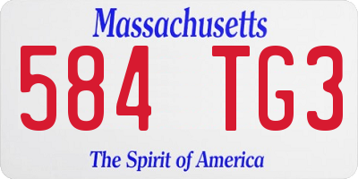 MA license plate 584TG3