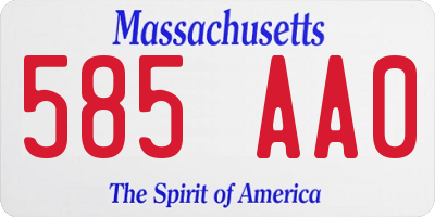 MA license plate 585AA0