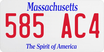 MA license plate 585AC4