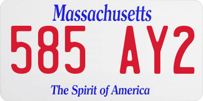 MA license plate 585AY2