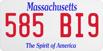 MA license plate 585BI9