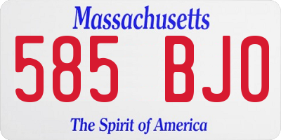 MA license plate 585BJ0
