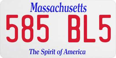MA license plate 585BL5