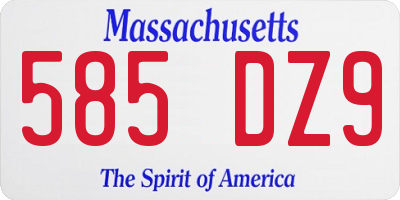 MA license plate 585DZ9