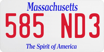 MA license plate 585ND3