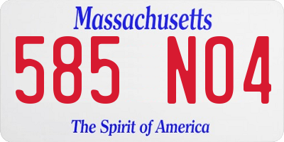 MA license plate 585NO4