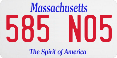 MA license plate 585NO5