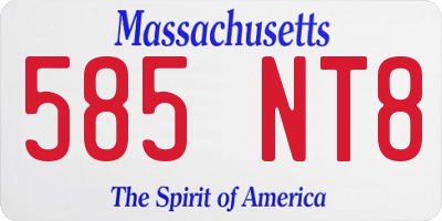 MA license plate 585NT8