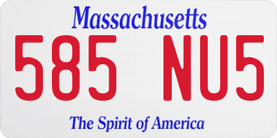 MA license plate 585NU5