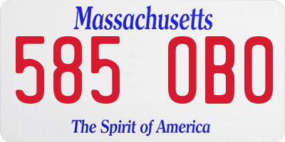 MA license plate 585OB0