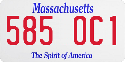 MA license plate 585OC1