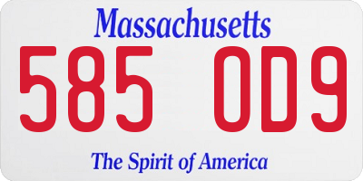 MA license plate 585OD9
