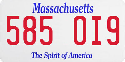 MA license plate 585OI9