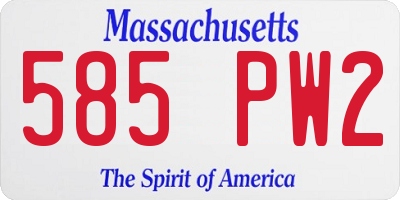 MA license plate 585PW2