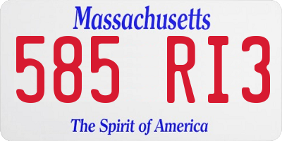 MA license plate 585RI3