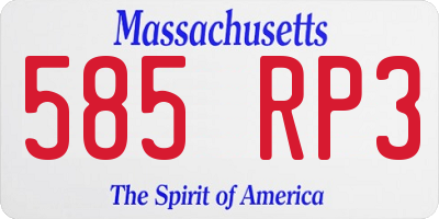 MA license plate 585RP3