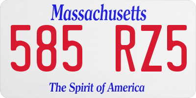 MA license plate 585RZ5