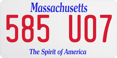 MA license plate 585UO7