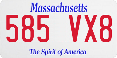 MA license plate 585VX8