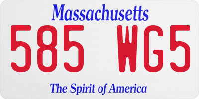 MA license plate 585WG5