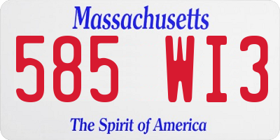 MA license plate 585WI3
