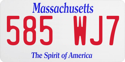 MA license plate 585WJ7